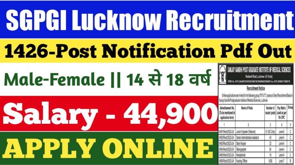 SGPGI Lucknow Recruitment 2024 Notification