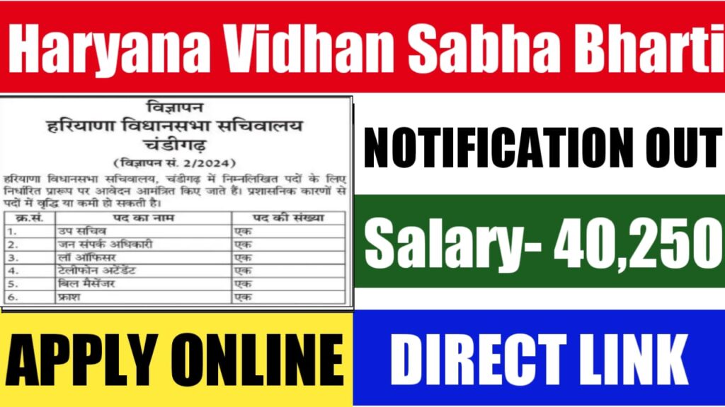Haryana Vidhan Sabha Recruitment 2024 Notification