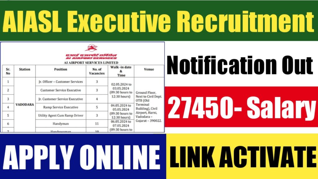 AIASL Executive Recruitment 2024 Notification